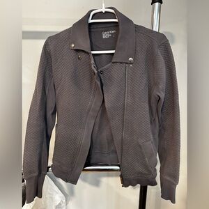 Calvin Klein Women’s Dark Gray Textured Moto-style Jacket